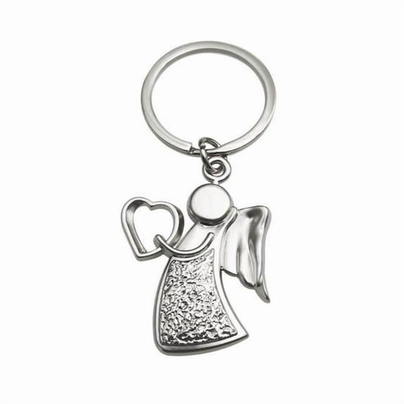 Stylish Guardian Angel Keychain Silver Metal Pendant Keyring Good Luck Charm Key Chain Cellphone Strap for Drivers