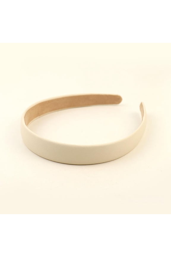 Stylish Hair Accessories Creamy White Wide Brim PU Leather Hairband Elegant & Fashionable Headband for Girls and Women