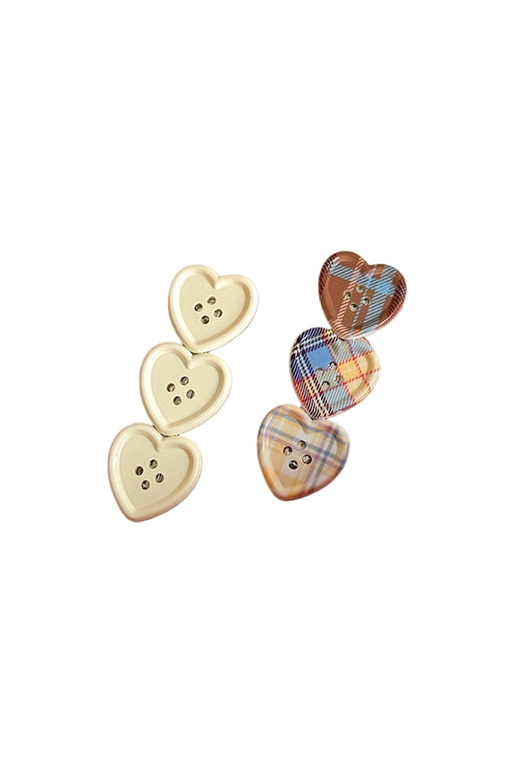 Stylish Hair Barrettes Featuring Checkered Pattern Heart Design Comfortable Firm Grip