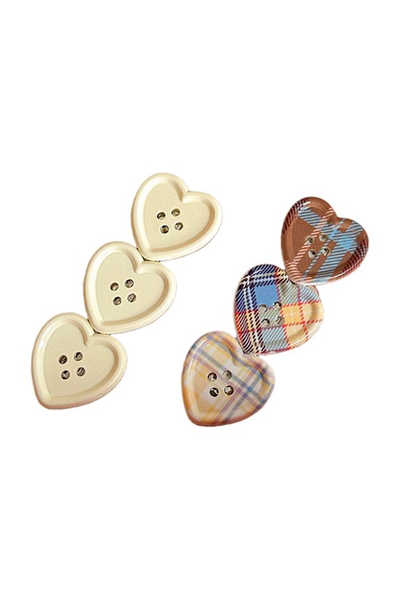 Stylish Hair Barrettes Featuring Checkered Pattern Heart Design Comfortable Firm Grip