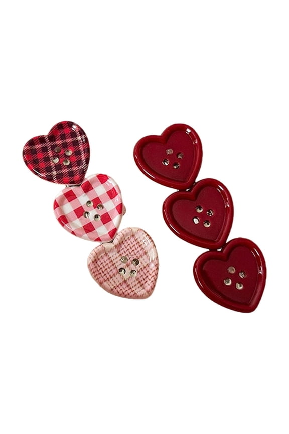 Stylish Hair Barrettes Featuring Checkered Pattern Heart Design Comfortable Firm Grip