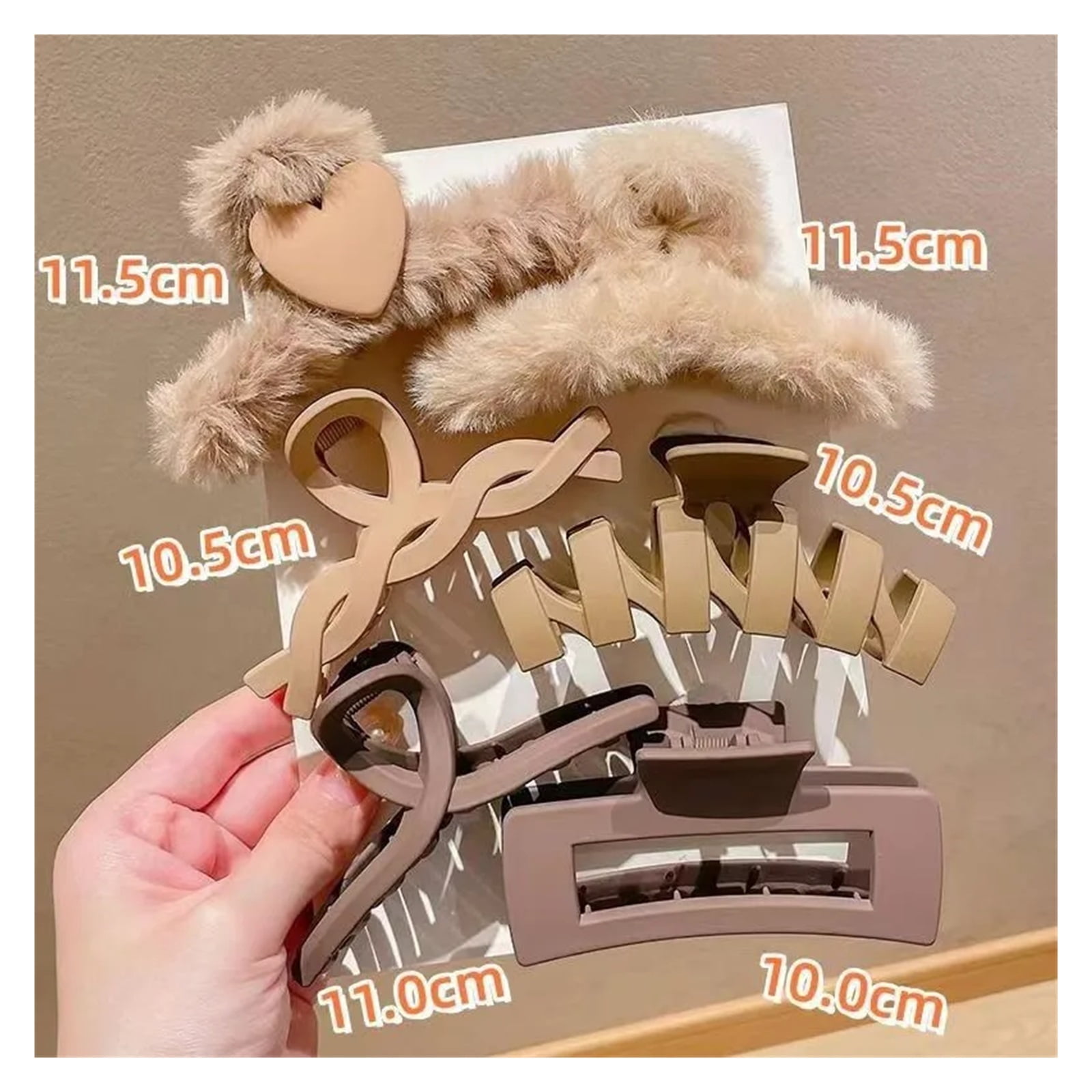 Stylish Hair Clips for Women- Large Autumn/Winter Claw Clip Set with Plush Fabric for Creating Elegant Updos and Chic Hairstyles