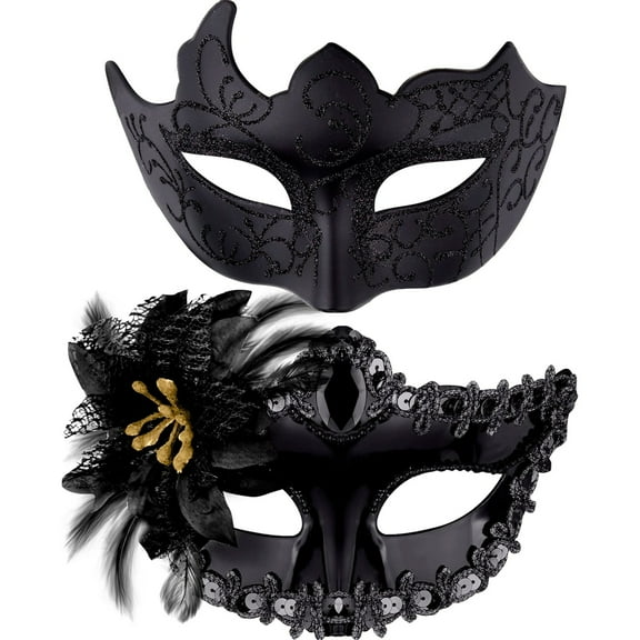 Stylish Half Face Makeup Masquerade Party Accessory for Couples and Adults 2PCS