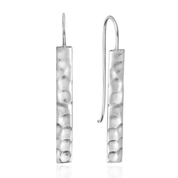 Stylish Hammer Textured Bar Sterling Silver Dangle Earrings | Sterling Silver Earrings | Dangle Earrings For Women