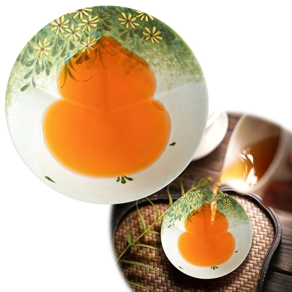 Stylish Hand Painted Gourd Shape Ceramic Tea Cup, Personal Tea Mug for Loose Leaf Tea, Portable Traditional Chinese Tea Drinking Gift, Artisan Crafted Unique Home Decor, 1-Cup, By Harlik