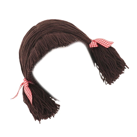 Stylish Handcraft Toupee Hat for Kids Middle Part Braid Toupee Bonnet Caps Fashion Headwear for Photoshoots and Parties