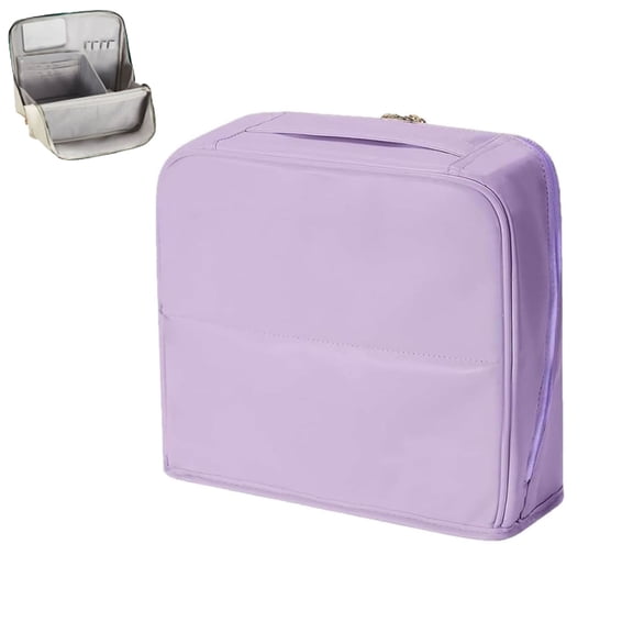 Stylish Handheld Partitioned Cosmetic Bag with Mirror, Waterproof Standing Makeup Organizer, Large Capacity Travel Toiletry Bag, Portable Desktop & Travel Use