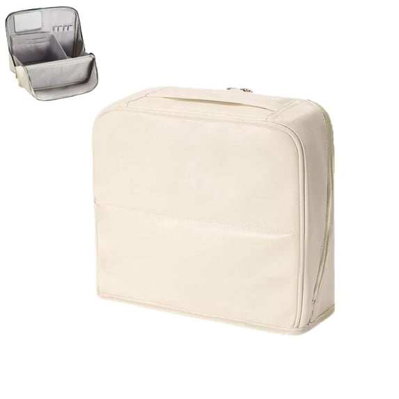 Stylish Handheld Partitioned Cosmetic Bag with Mirror, Waterproof Standing Makeup Organizer, Large Capacity Travel Toiletry Bag, Portable Desktop & Travel Use
