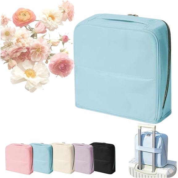 Stylish Handheld Partitioned Cosmetic Bag,Portable Standing Travel Makeup Bag,Standing Makeup Bag with Mirror,Handheld Partitioned Cosmetic Bag with Large Capacity