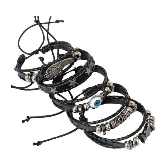 Stylish Handmade Braided Leather Bracelets Unisex Bracelets Cord Bracelet Set
