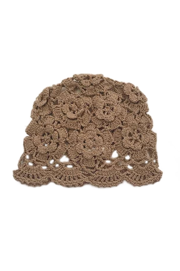 Stylish Handmade Crochet Flower Cutout Sun Hat Multifunction Supplies for Adults Women Female