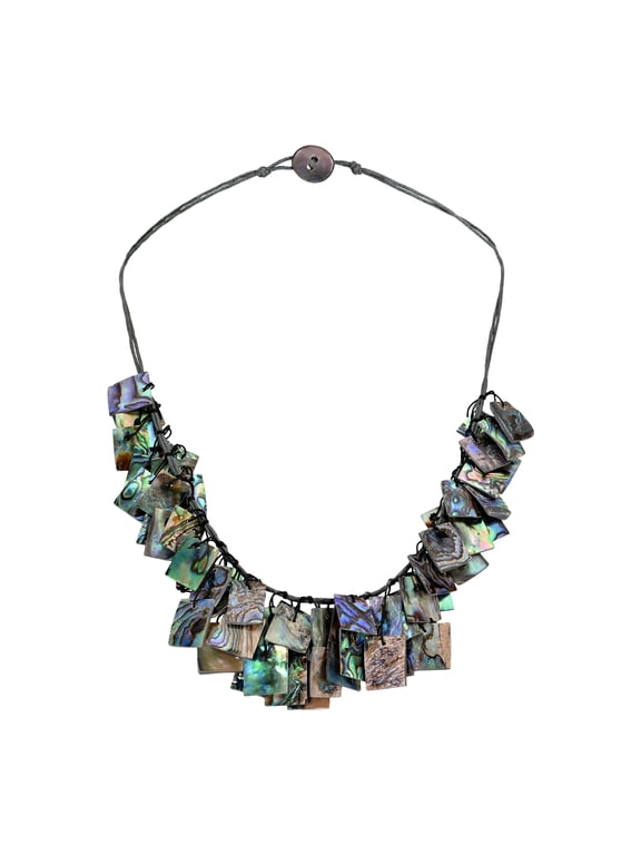 Stylish Hanging Abalone Shell Rectangles Layered Statement Necklace