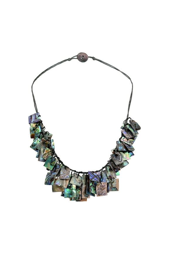 Stylish Hanging Abalone Shell Rectangles Layered Statement Necklace