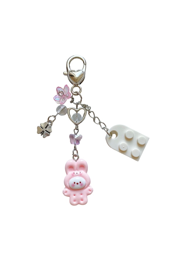 Heart Shaped Keychain With Adorable Brick Pattern Distinctive Small Brick Heart Keychains For Couples Matching Keyrings