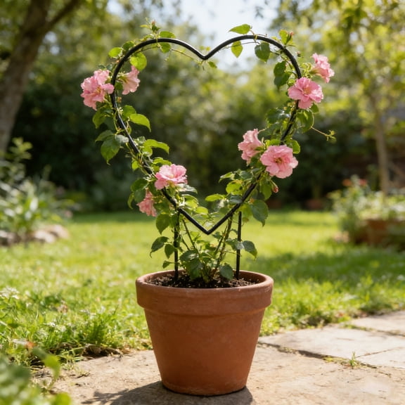 Stylish Heart Shaped Wrought Iron Plant Support for Home Decor