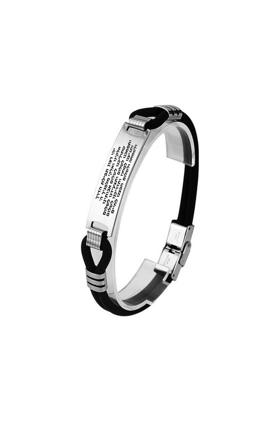 Stylish Hebrew Biblical Scripture Layered Silicone Bracelet with Buckle, Jewish Hebraica Bible Prayers Protection Bangle for Israeli Jewelry Religious Gifts, 8.26 inches