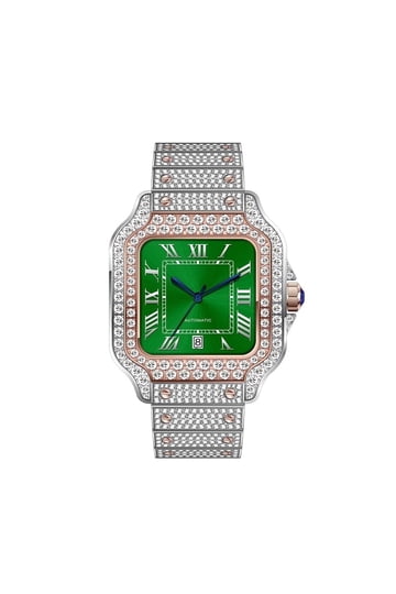 Women\'s Green Automatic Diamond Luxury Mechanical Stainless Dress Wrist Watches Amazon.com: OLEVS Green Leather Womens Watches Diamond  main image 2