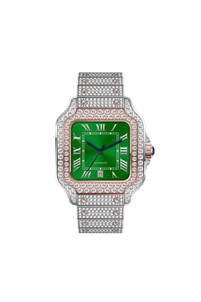 Stylish Hip Hop Iced Out VVS Moissanite Automatic Watch, D Color Stones, Rose Gold Tone, Passes Diamond Tester