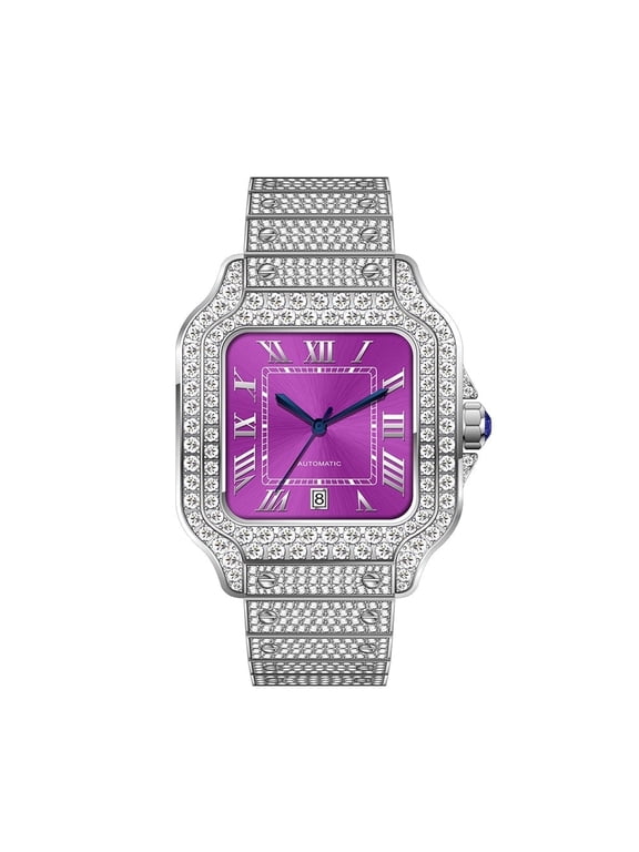16.75CT Stylish Hip Hop Iced Out VVS Moissanite Automatic Watch, Collection of 2882 D Color Moissanite Stones , White Strap, Passes Tester