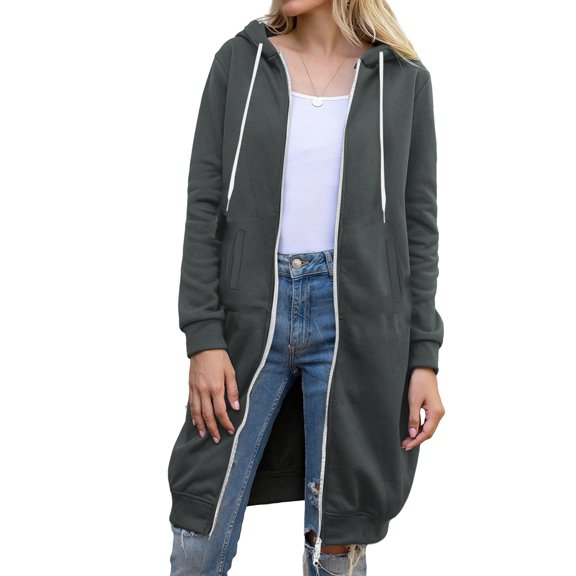 Stylish Hip Length Hooded Sweatshirt for Women Breathable Fabric Drop Shoulder Design Practical Side Pouches