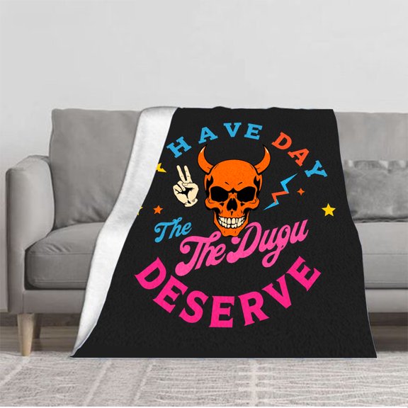 Stylish Horns Flannel Blanket - Soft Cozy Durable for Sofa Travel Bed - Unique Peace Sign & Star Design