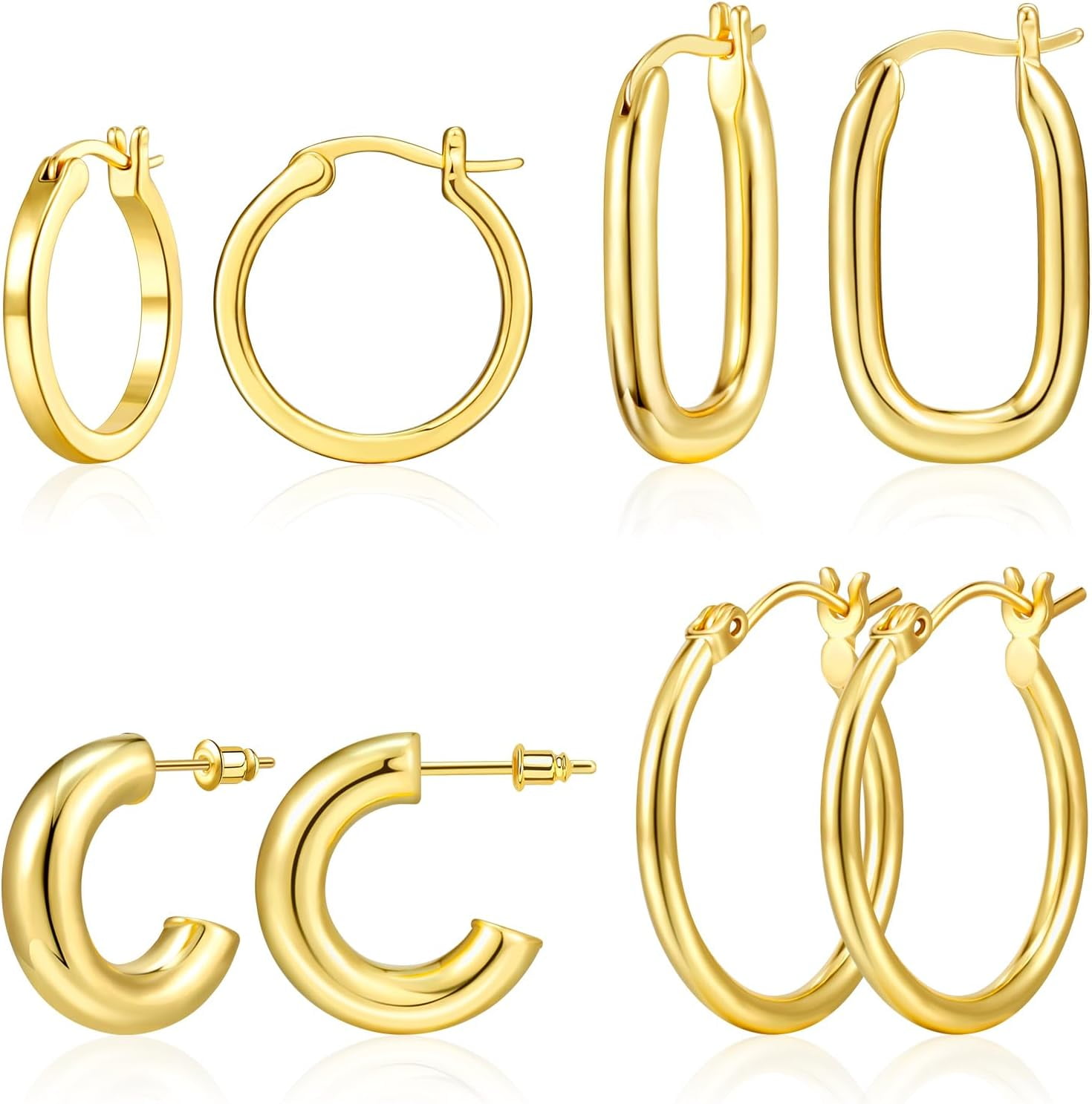 Stylish and Hypoallergenic Gold Hoop Earrings 14k Gold Plated Non Tarnish Lead and Nickel Free Perfect for Daily Wear Trendy Earring Set for Women Large and Small Open Hugg Design Jewelry Walmart