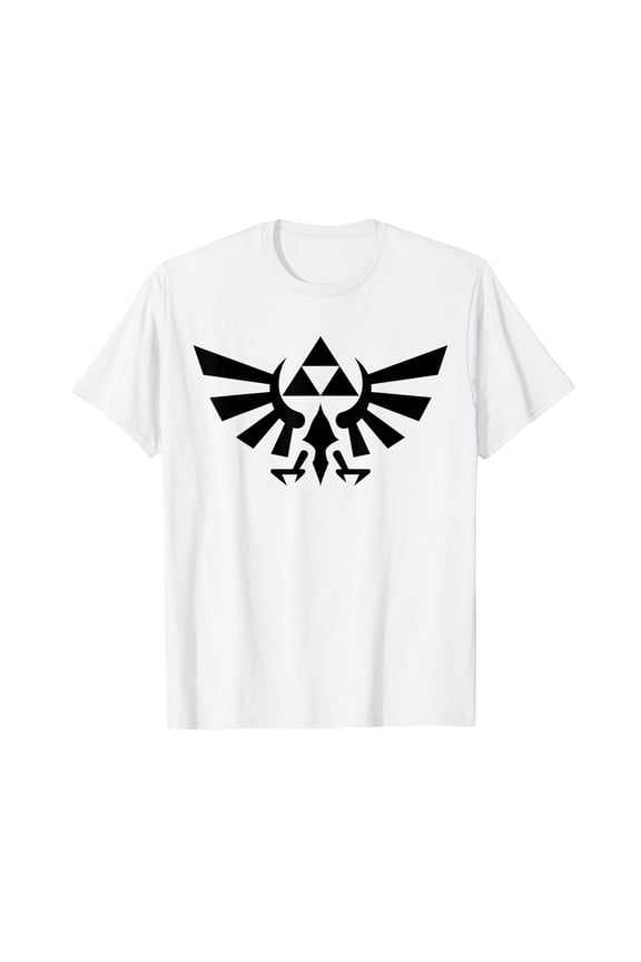 Stylish Hyrule Crest Triforce Black Out Logo T-Shirt for Fans of Fantasy Gaming