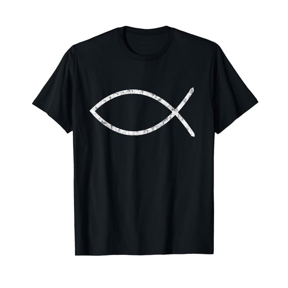 Stylish Ichthys Sign Jesus Fish Christian Faith Symbol T-Shirt for Daily Wear