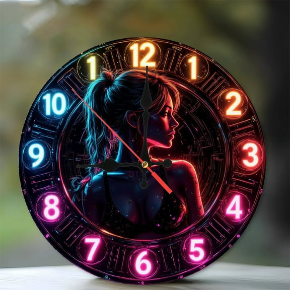 Stylish Illuminated Wall Clock Art Decoration Design 10-Inch Silent Wooden Wall Clock, Battery Operated (AA Batteries Not Included), Artistic Home Decor