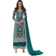 thumbnail image 1 of Stylish Indian Pakistani Designer Shalwar Kameez Outfits Sewn Plazzo Suits ( Teal Blue, 6XL - 54 ), 1 of 6