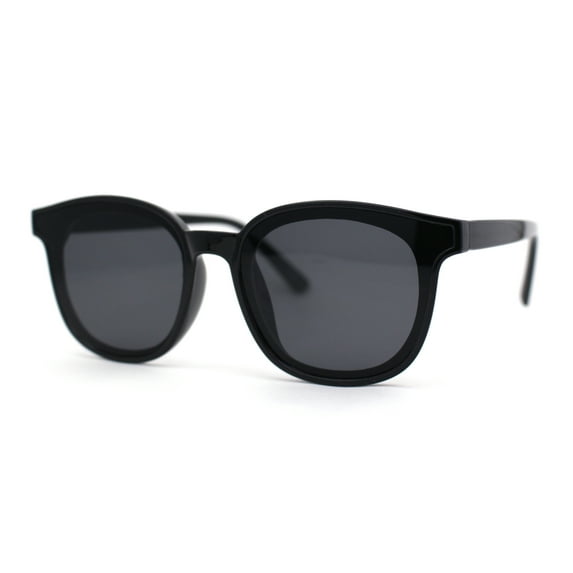 Stylish Inset Lens Horn Rim Retro Plastic Sunglasses All Black