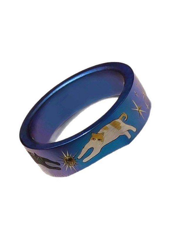 Stylish Inspired Cocktail Rings Featuring 3D Kitten Motifs And Vibrant Blue Tone Trendy Cats Finger Accessory