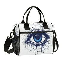 Stylish Insulated Lunch Tote Bag Lunch Cooler Tote Reusable Cooler Bag for Work, Camping, Picnic, Beach Black Eye