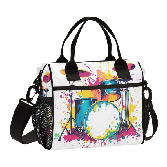 Stylish Insulated Lunch Tote Bag Lunch Cooler Tote Reusable Cooler Bag for Work, Camping, Picnic, Beach Colorful Drum