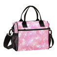 thumbnail image 1 of Stylish Insulated Lunch Tote Bag Lunch Cooler Tote Reusable Cooler Bag for Work, Camping, Picnic, Beach Pink Background with Lots Of Hearts, 1 of 6