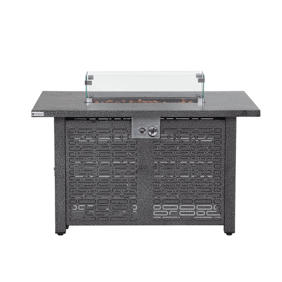 Stylish Iron Fire Pit Table Durable Outdoor Heater with Versatile Tabletop & UV Protection