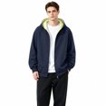 thumbnail image 1 of Stylish Jackets for Men Jerdar Men Contrast Color Hood Zip Up Sweatshirt Jacket, Oversized Loose Long Sleeve Hoodie with Kangaroo Pocket, Cotton Autumn Casual Outer Coat, 1 of 5