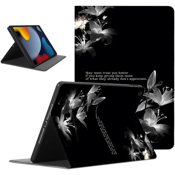 Stylish Jesus Christian Bible Verses Tablet Case for iPad Air 2 9.7 Inch,Lily Pattern for Women Men Teens Protective Cover Flip PU Leather Stand Funda