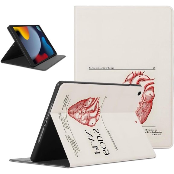 Stylish Jesus Christian God's Plan Tablet Case for iPad Air 1st Gen 2013 9.7 Inch,Heart Pattern for Women Men Protective Cover Flip PU Leather Stand Funda
