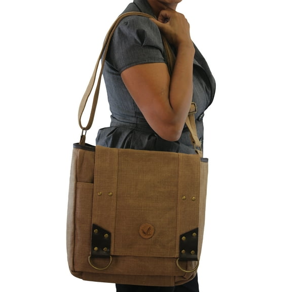 Stylish Jute-Cotton Heavy Duty School College Work Travel Fold over Flap Messenger Bag