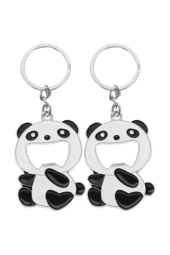 Panda Keychain Stylish Black for Decor with Bottle Opener 2Pcs