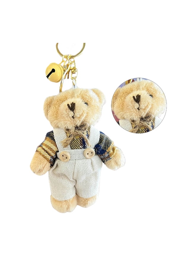 Stylish Keychain with Plush Bear Pendant Charm for Women's Wallets Purses and Backpacks