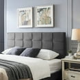 thumbnail image 1 of Stylish King/ King Sized Headboard: Waffle Stitching, Piped Edges, 48.5 - 53 In Adjustable, Grey Fabric Contemporary Headboard With Stitch And Adjustable Height Inches, Charcoal, 1 of 6