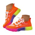 thumbnail image 1 of Stylish Knitted Sneakers for Women Running Casual Wear Breathable Non Slip Shoes Comfortable Workout Leisure Activities Footwear Orange Size 7.5, 1 of 6