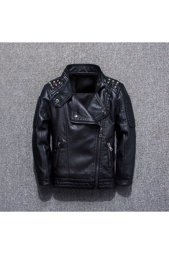 Stylish Korean Version Boys Leather Jacket for Kids and Teens Outerwear for Everyday Wear and School
