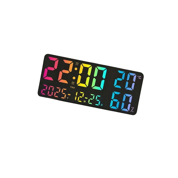 Stylish LED Colorful Wall Clock With Temperature Display And Night Light Ambients Lighting Brightness Adjustment Gift