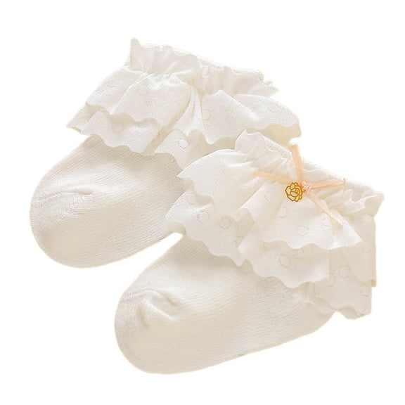 Stylish Lace Edge Baby Socks Infant Ankle Socks Solid Color Girls Socks for Stage Performances and Parties