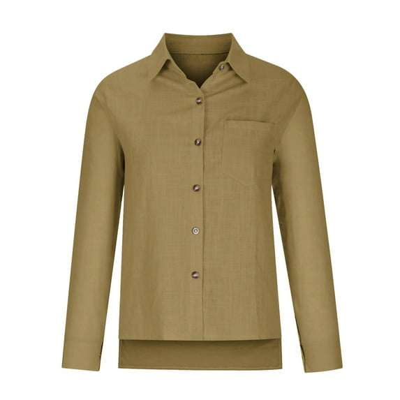Stylish Ladies Casual Lapel Tie Pocket Long Sleeve Blouse for Spring Summer Seasons