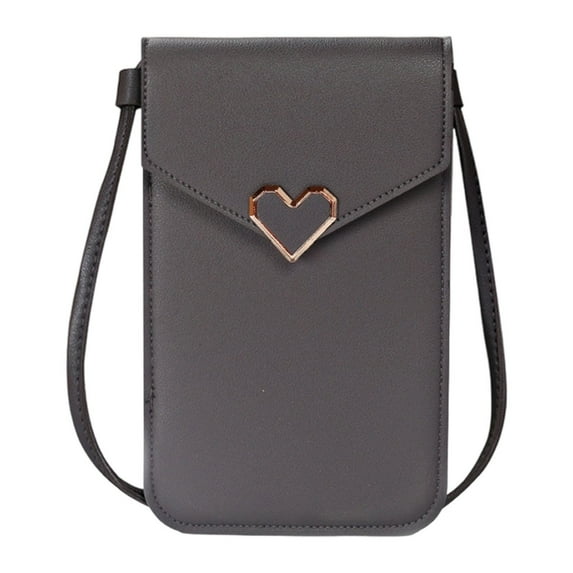 Stylish Ladies Leather Messenger Crossbody Bag Secure Heart Button Closure Minimalist Clutch For Daily Commuting And Work