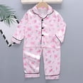 thumbnail image 1 of Stylish Lapel Collar Long Sleeve Pajama Set For Girls Cozy Two Piece Loungewear And Comfortable Sleepwear Outfit For Toddlers, 1 of 8